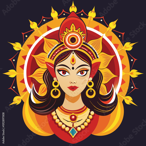 durga ma vector illustation.durga puja special photo