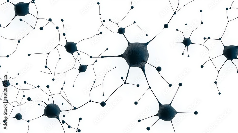 Abstract visual of neural network connections, depicting neuron structures in a scientific and futuristic digital representation. Abstract visual of neural network connections, depicting neuron structures in a scientific and futuristic digital representation.