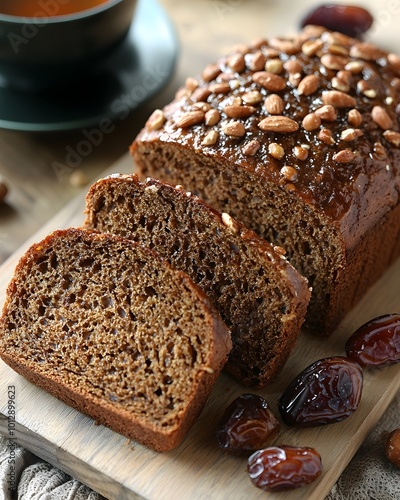 Sliced Date Loaf with Almonds