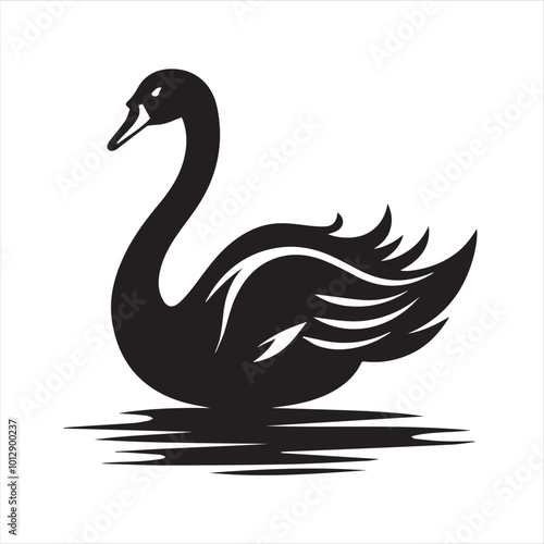 black swan on white,swan, bird, animal, vector, illustration, water, silhouette, symbol, love, lake, nature, art, duck, birds, cartoon, drawing, feather, black, beak, icon, design, wing, swimming, swa