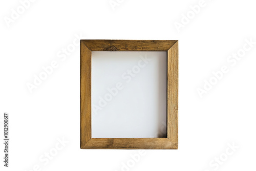 Wooden photo frame with a blank white space, perfect for displaying your favorite images or artwork. photo