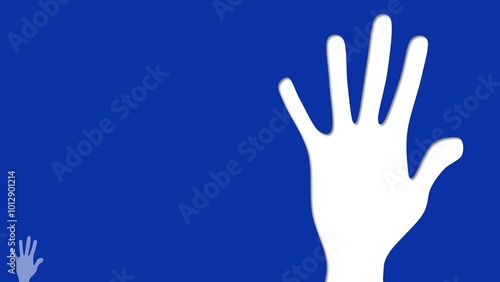 Universal Human Rights Month background illustration with copy space and raised hand 