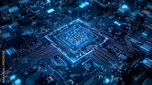 Abstract technology background of a quantum computing system with processor and electronic circuit