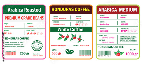 Illustration of Honduran Coffee Labels template simple flat style in RGB mode color. photo