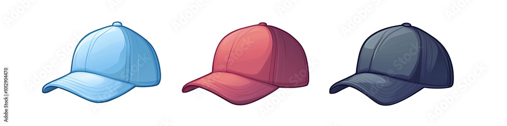 A Baseball Cap in Cartoon Style. Isolated on a Transparent Background. Cutout PNG. A Baseball Cap in Cartoon Style. Isolated on a Transparent Background. Cutout PNG.