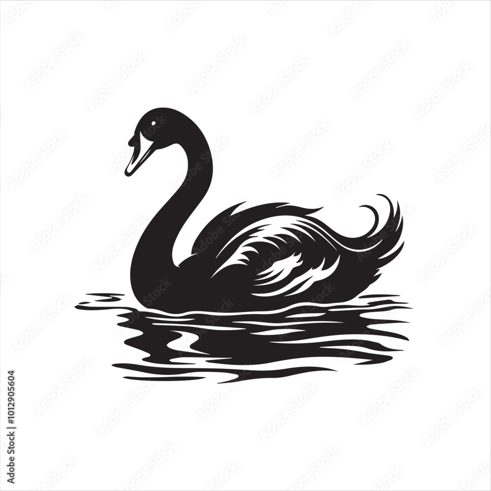 Fototapeta premium black swan on white background