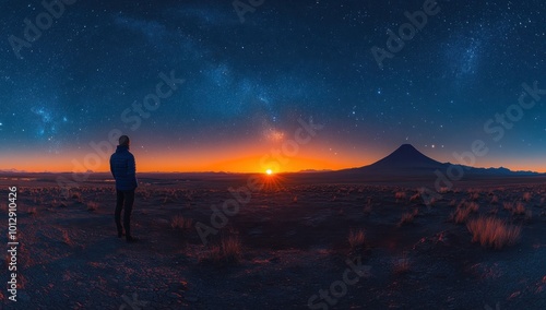 Silhouette of Man Under a Starry Sky