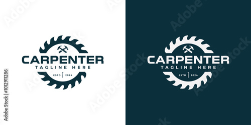 carpenter logo vector illustration, saw blade logo template
