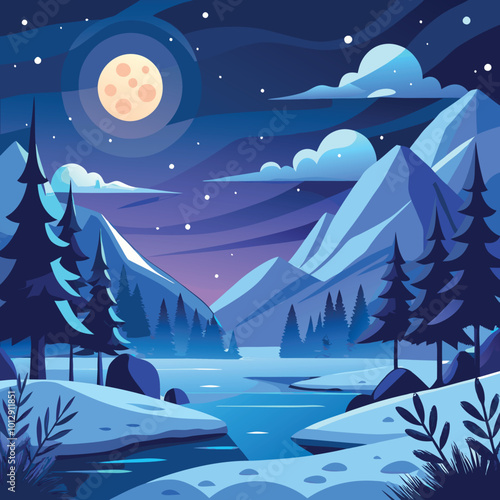 Beautiful night scene landscape art with full noon nature HD wallpapers photo image generated Ai