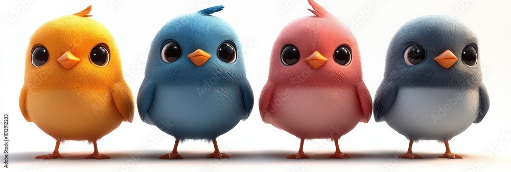 Four Adorable Cartoon Birds Four Adorable Cartoon Birds