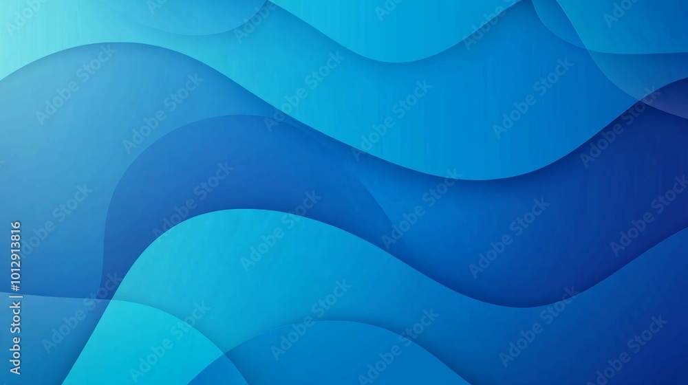 Fototapeta premium Abstract blue background with wavy shapes.