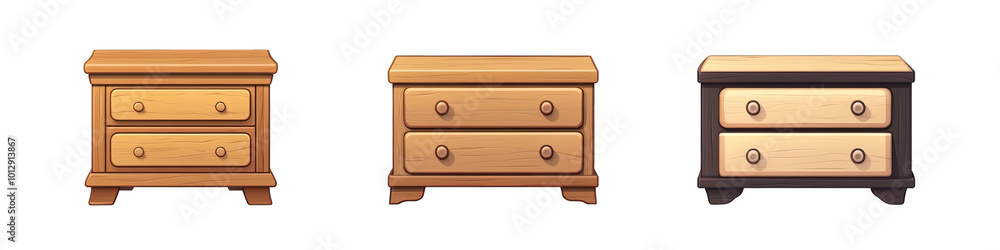 A Classic Wooden Chest of Drawers in Cartoon Style. Isolated on a Transparent Background. Cutout PNG. A Classic Wooden Chest of Drawers in Cartoon Style. Isolated on a Transparent Background. Cutout PNG.