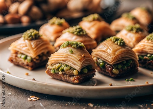 Delicious Realistic Baklava Isolated on Clean Background for Culinary Use photo