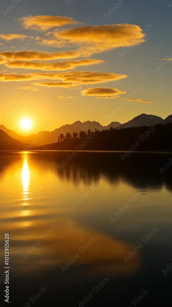 Sunset over a Mountain Lake Sunset over a Mountain Lake