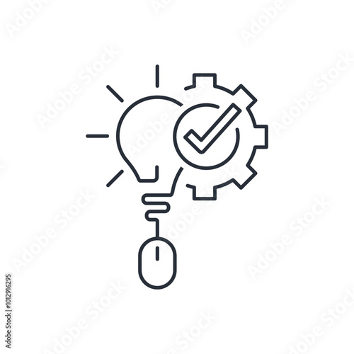 Improvement, modernization of the work process. Implementation of the idea. Vector linear icon isolated on white background.
