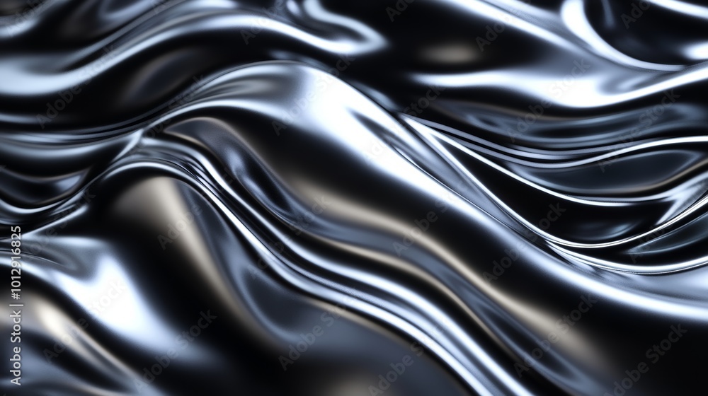 Smooth Black Fabric Waves with Glossy Texture Smooth Black Fabric Waves with Glossy Texture