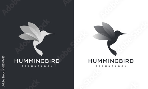hummingbird logo, technology, smart, future, logo design vector.
