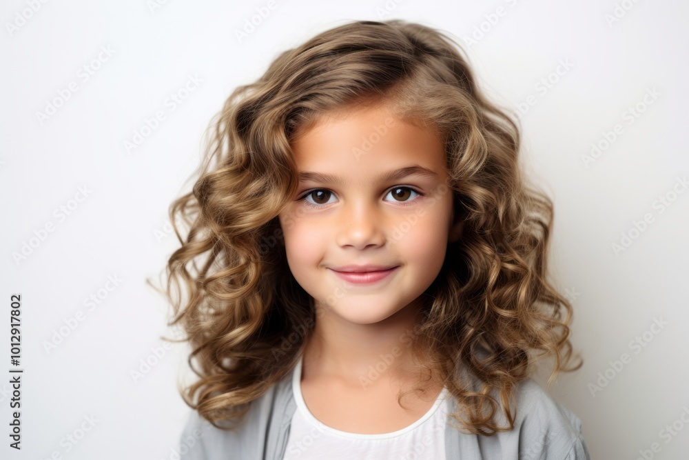 Portrait of a cute little girl with curly hair. Studio shot. Portrait of a cute little girl with curly hair. Studio shot.