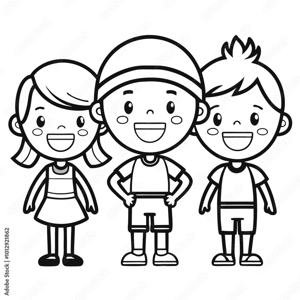 Charming Hand-Drawn Doodle Illustrations of Cute Kids in Black Ink Charming Hand-Drawn Doodle Illustrations of Cute Kids in Black Ink