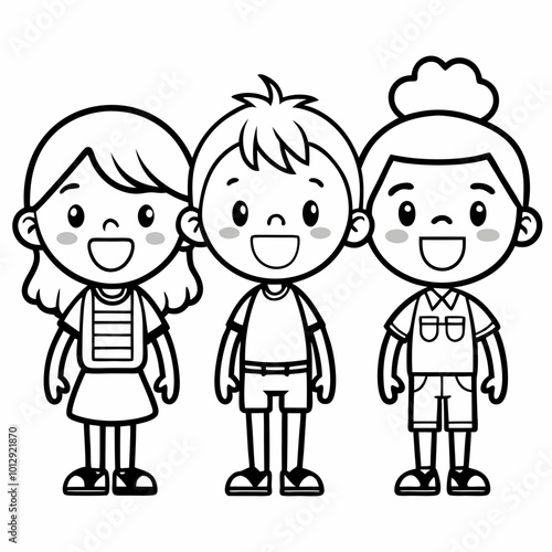 Charming Hand-Drawn Doodle Illustrations of Cute Kids in Black Ink