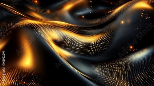 Wallpaper Mural Abstract Waves of Gold and Black Shimmering Background Torontodigital.ca