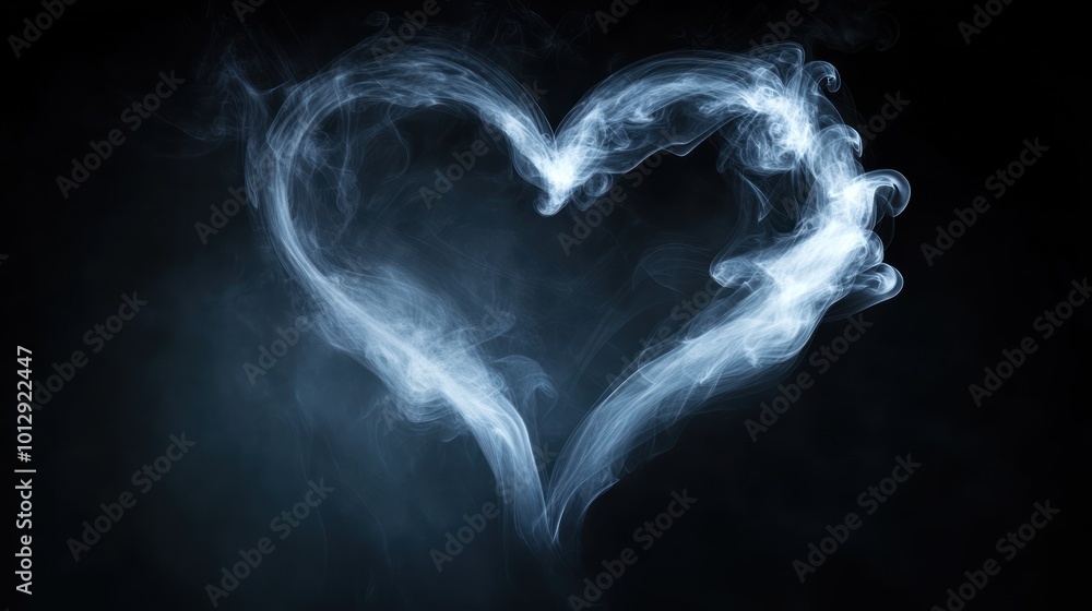 A heart shape formed by swirling smoke against a dark background. A heart shape formed by swirling smoke against a dark background.