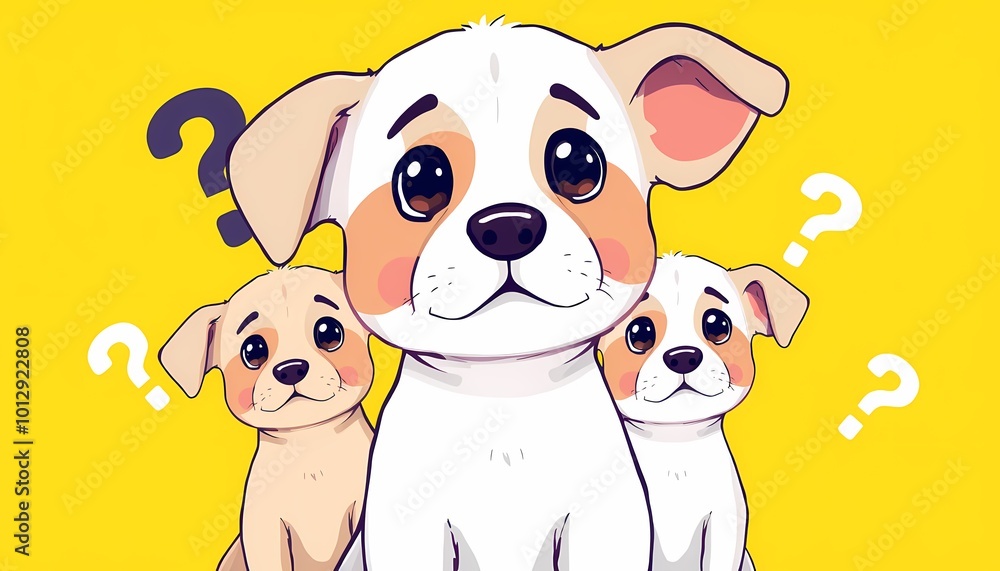 Cute Confusion: Little Dog with Question Marks Cute Confusion: Little Dog with Question Marks