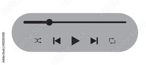 Media music player interface isolated on white background. Multimedia frame template. Mockup live stream window, player. Online broadcasting. Multimedia navigation and music application