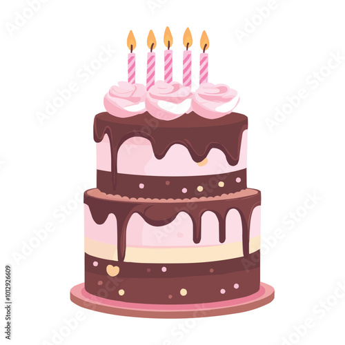colorful birthday cake with candles vector