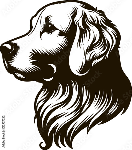 vector silhouette of a golden retriever head isolated white background