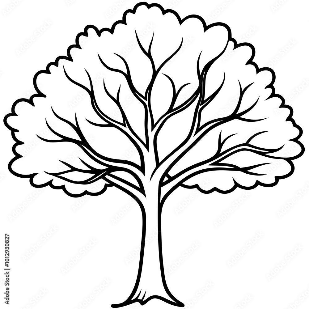 Obraz premium Tree silhouette with white background