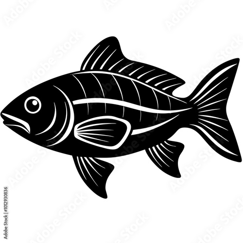 black fish silhouette on white background