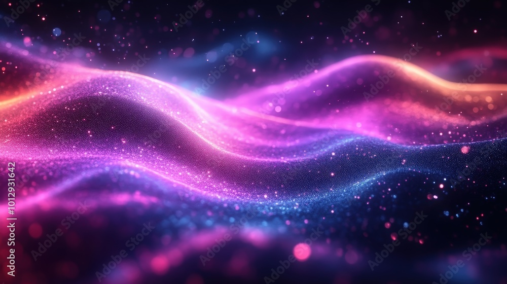 Abstract Flowing Waves Of Glowing Pink And Purple Particles Creating A Futuristic Dreamlike Landscape With Vibrant Light Effects Abstract Flowing Waves Of Glowing Pink And Purple Particles Creating A Futuristic Dreamlike Landscape With Vibrant Light Effects