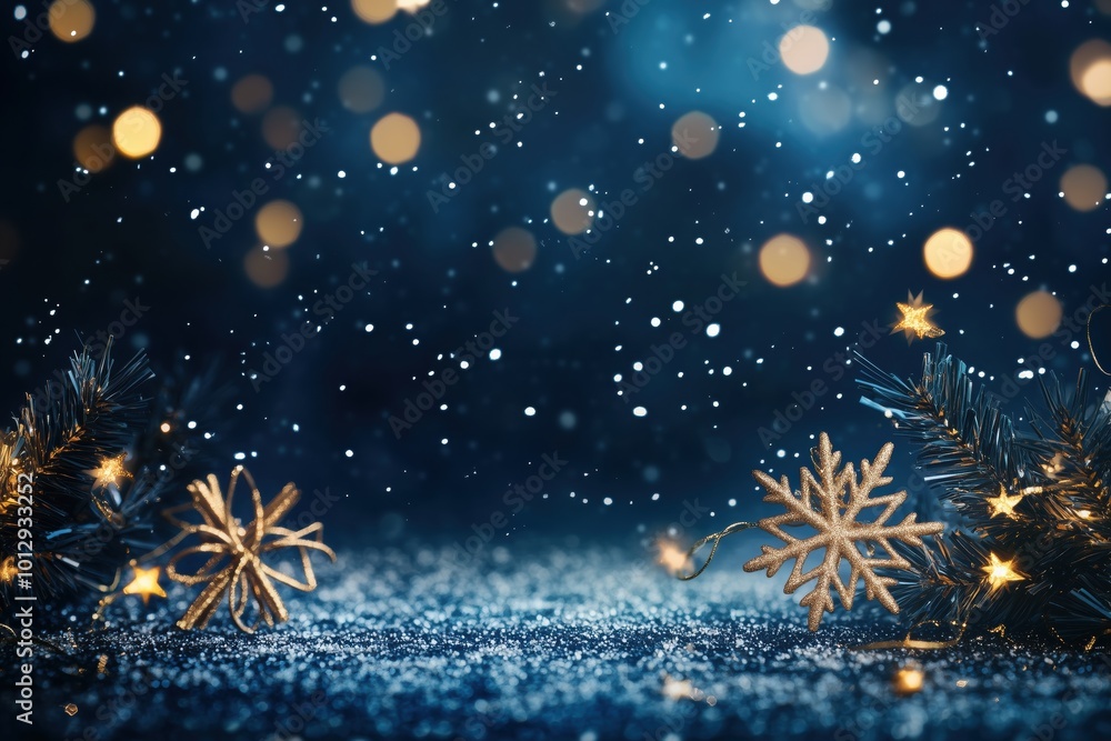 Elegant Winter Background with Snow and Stars