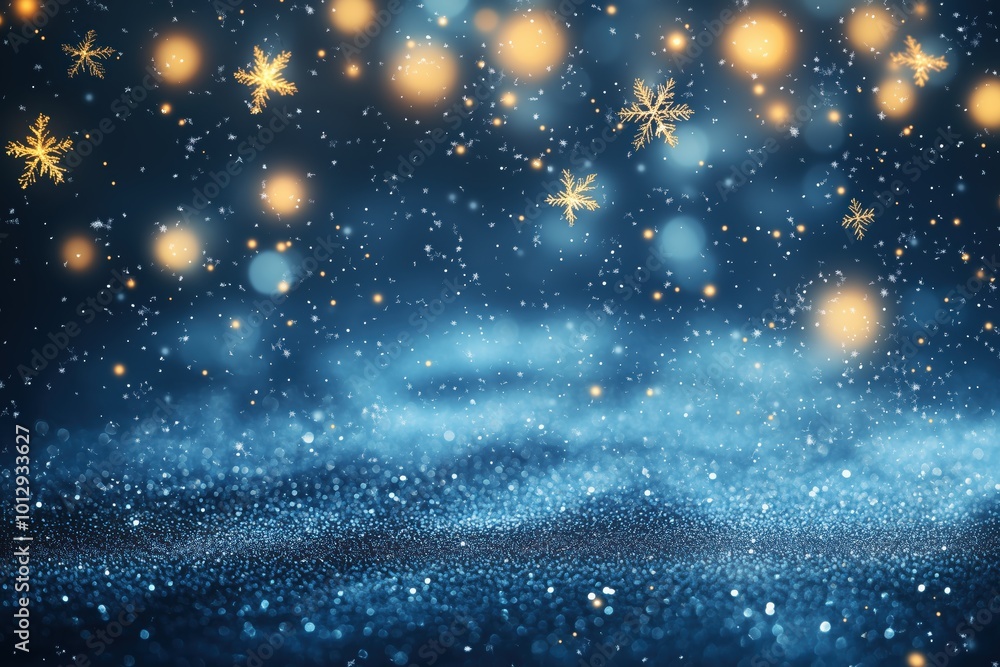 Obraz premium Shiny Golden Stars in Winter Night Sky