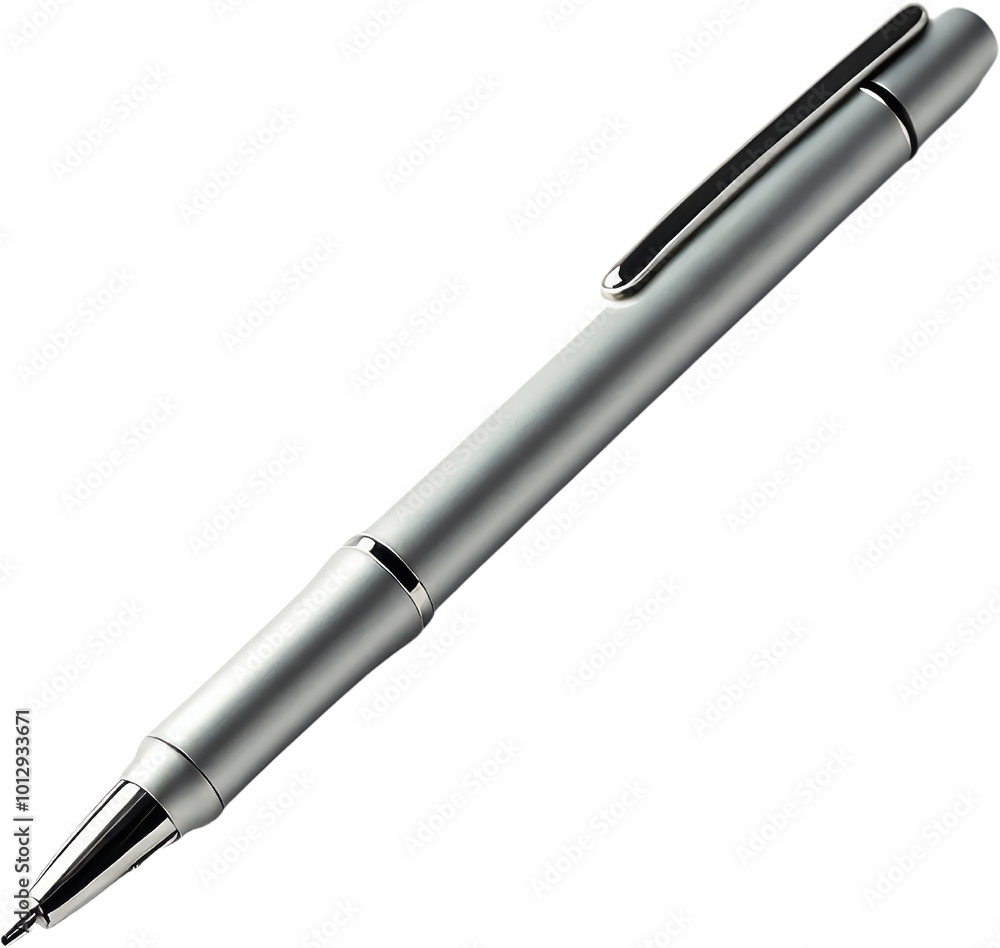 Silver Ballpoint Pen Isolated on Black Background Silver Ballpoint Pen Isolated on Black Background