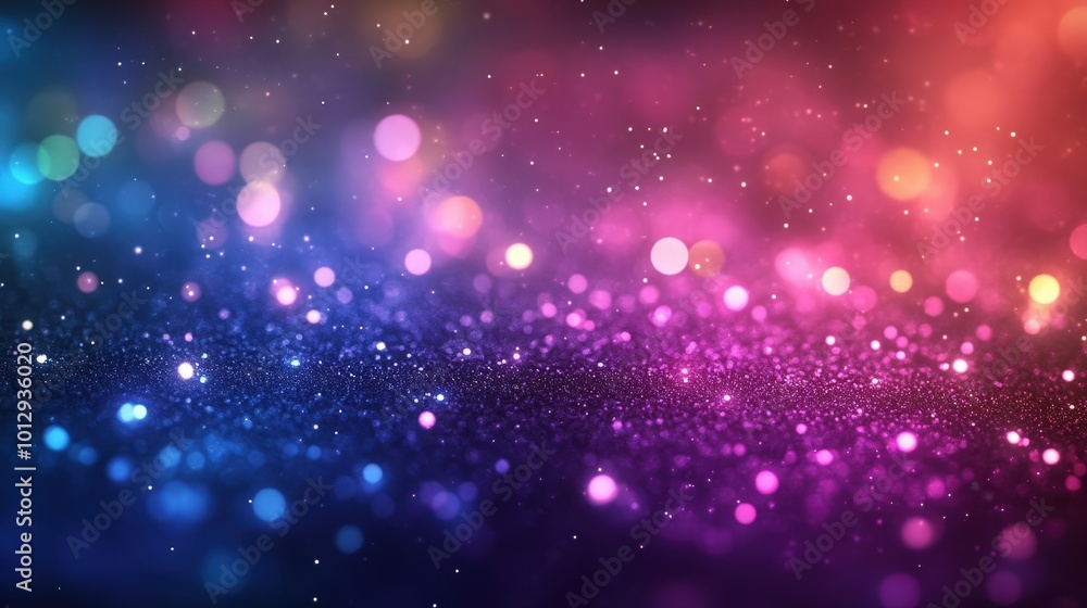 Abstract Bokeh Light Effect With Vibrant Blue, Pink, And Purple Glittering Particles On A Soft Gradient Background Abstract Bokeh Light Effect With Vibrant Blue, Pink, And Purple Glittering Particles On A Soft Gradient Background