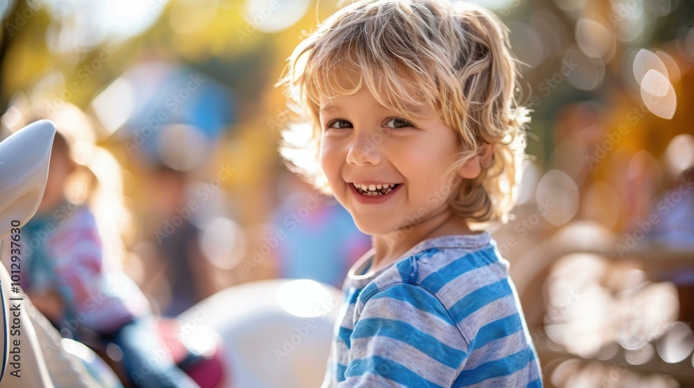 A child smiles brightly, enjoying a day out. AI. A child smiles brightly, enjoying a day out. AI.