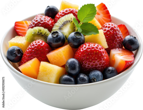 Fresh Fruit Salad in a White Bowl