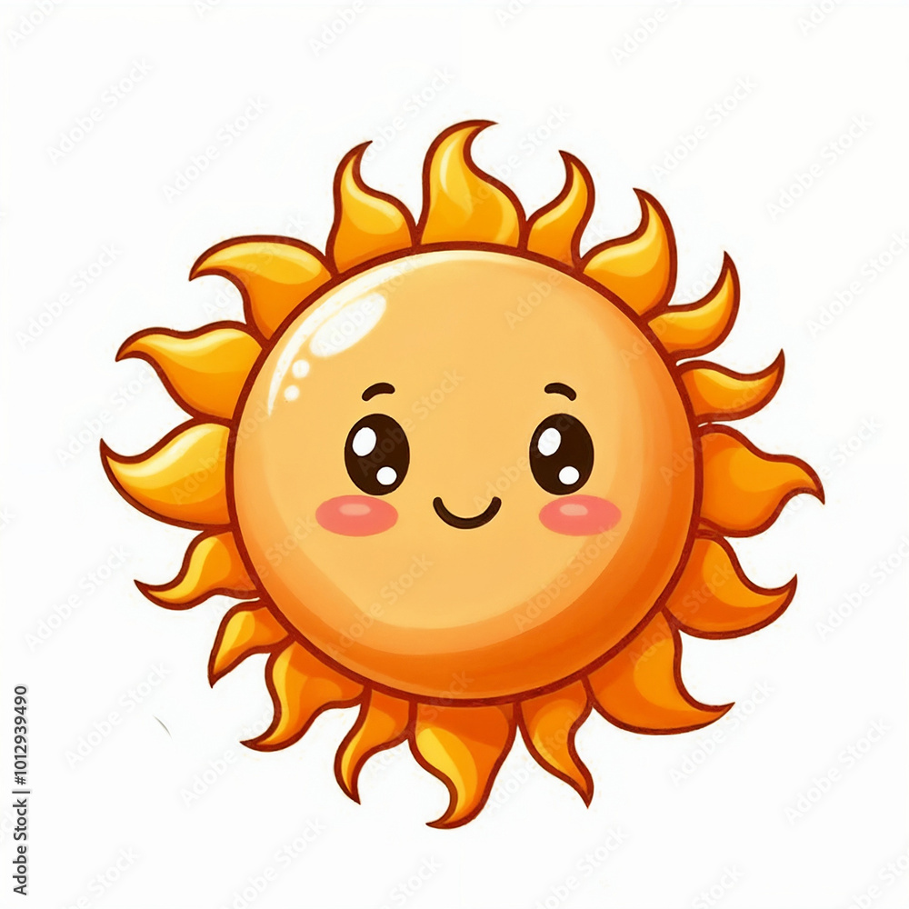 Cute cartoon sun on white background. AI Cute cartoon sun on white background. AI