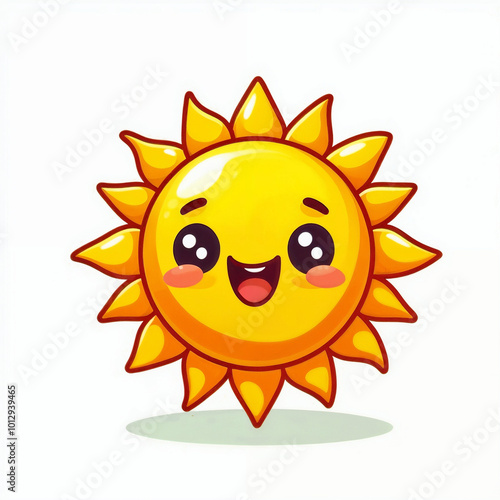 Cute cartoon sun on white background. AI