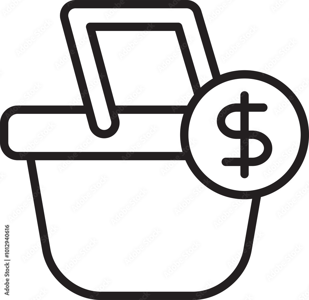 Basket and Dollar Icon Basket and Dollar Icon
