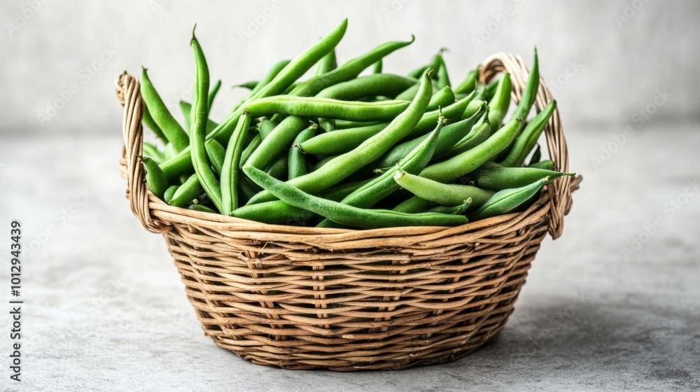 Fresh Green Beans in Rustic Basket Arrangement Fresh Green Beans in Rustic Basket Arrangement