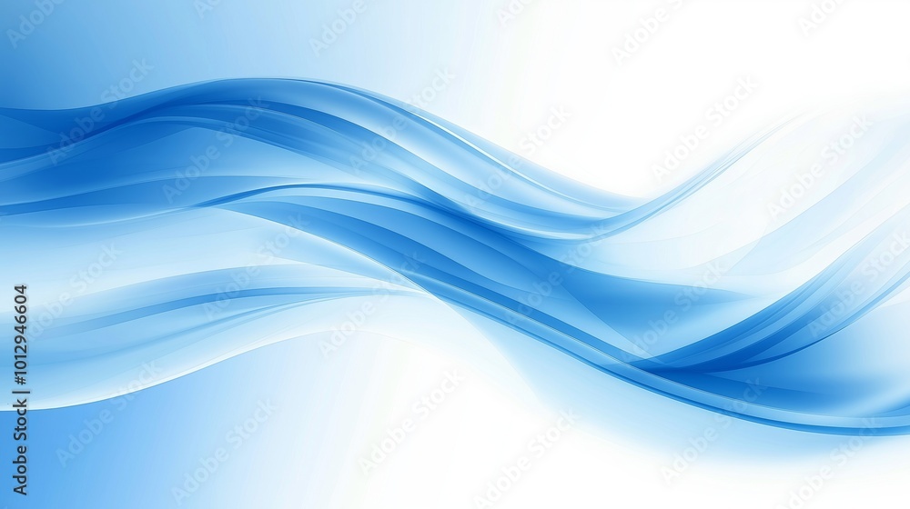 Fototapeta premium Abstract flowing blue and white wave background design