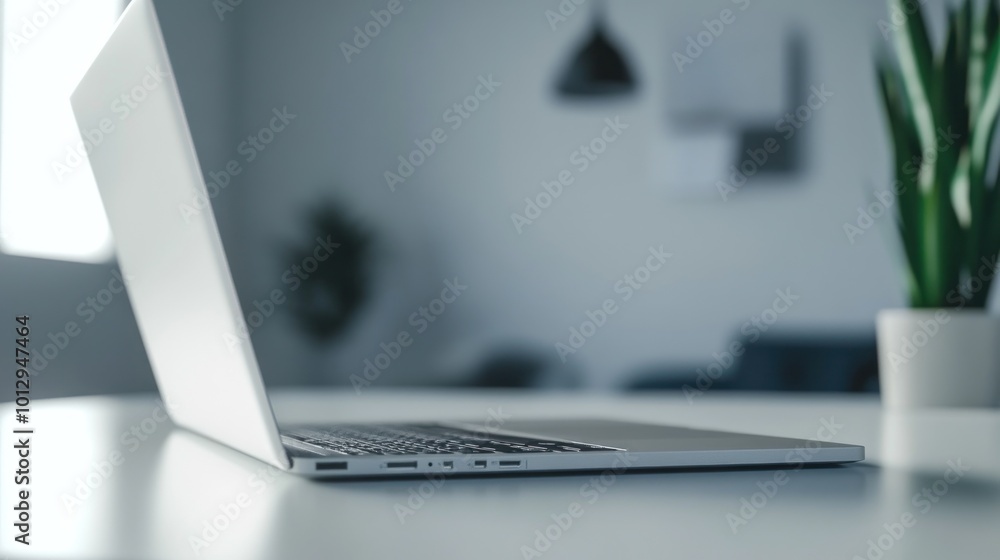 Laptop on Desk in Modern Office Laptop on Desk in Modern Office