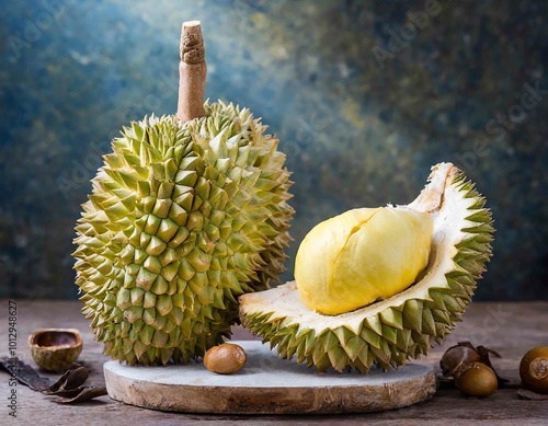 King of fruits, durian isolated on white background photo