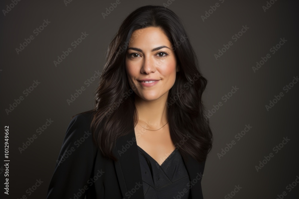 Portrait of a beautiful businesswoman smiling at the camera against a dark background Portrait of a beautiful businesswoman smiling at the camera against a dark background