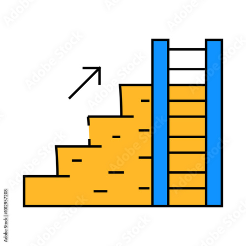 ladder and stair line icon vector. ladder and stair sign. isolated symbol illustration