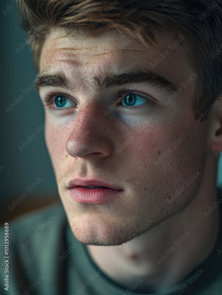 Fototapeta premium Young man with blue eyes