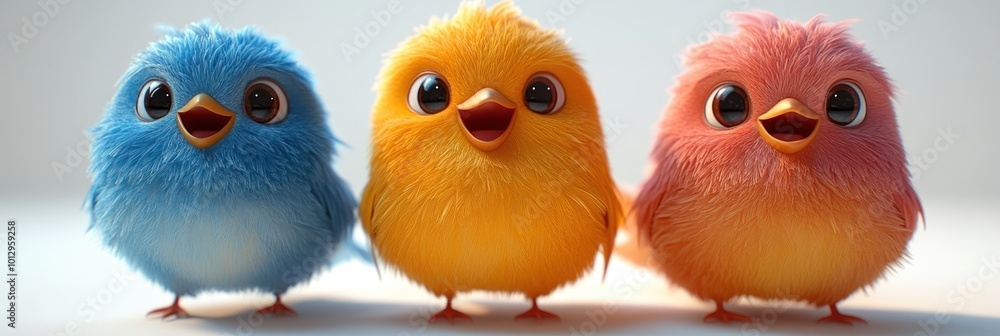 Obraz premium Three Cute Birds